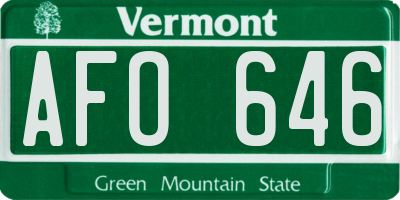 VT license plate AFO646