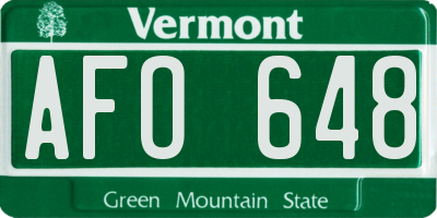 VT license plate AFO648