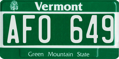 VT license plate AFO649
