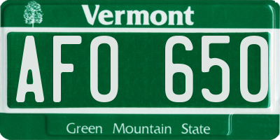 VT license plate AFO650
