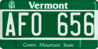 VT license plate AFO656