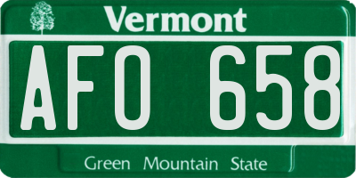 VT license plate AFO658