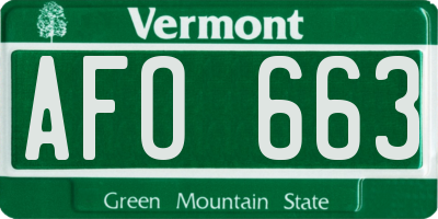 VT license plate AFO663