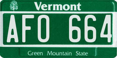VT license plate AFO664