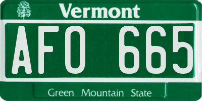 VT license plate AFO665