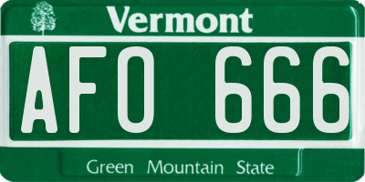 VT license plate AFO666