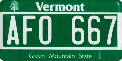 VT license plate AFO667