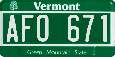 VT license plate AFO671