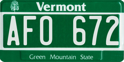 VT license plate AFO672