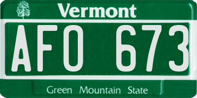 VT license plate AFO673