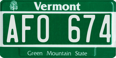 VT license plate AFO674