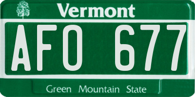 VT license plate AFO677
