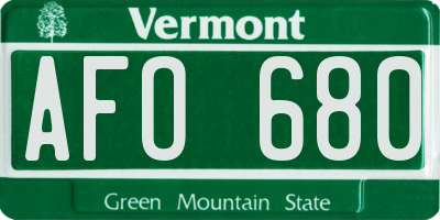 VT license plate AFO680