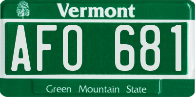VT license plate AFO681