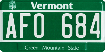 VT license plate AFO684