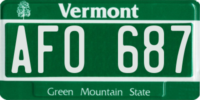 VT license plate AFO687