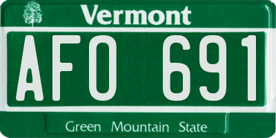 VT license plate AFO691