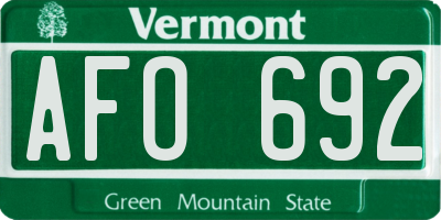 VT license plate AFO692