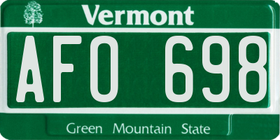 VT license plate AFO698