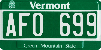 VT license plate AFO699