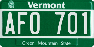 VT license plate AFO701