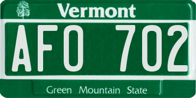VT license plate AFO702