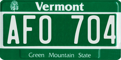 VT license plate AFO704