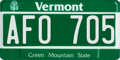 VT license plate AFO705