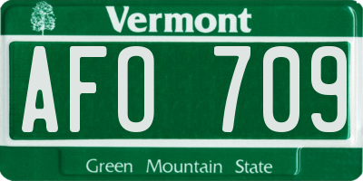 VT license plate AFO709