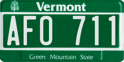 VT license plate AFO711