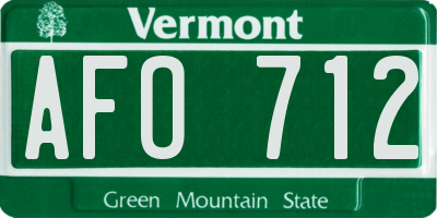 VT license plate AFO712