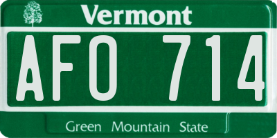 VT license plate AFO714