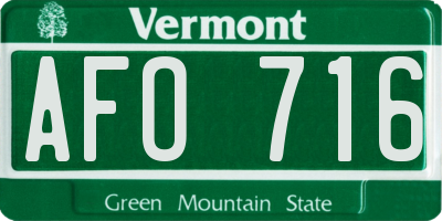 VT license plate AFO716