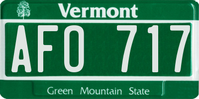 VT license plate AFO717