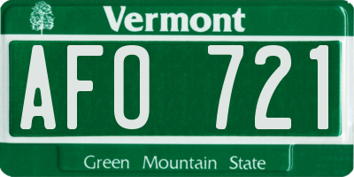VT license plate AFO721