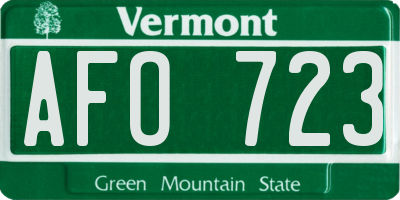 VT license plate AFO723