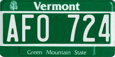 VT license plate AFO724