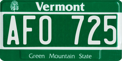 VT license plate AFO725