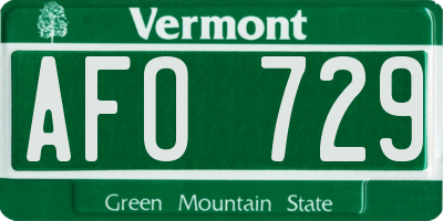 VT license plate AFO729