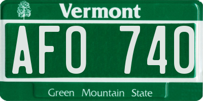 VT license plate AFO740