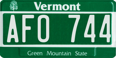 VT license plate AFO744