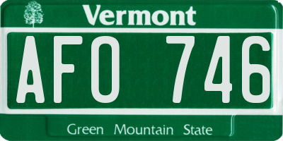 VT license plate AFO746