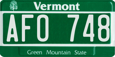 VT license plate AFO748