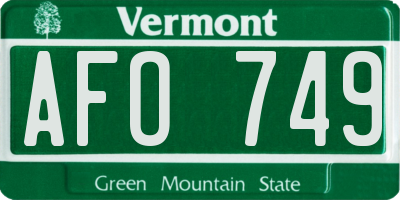 VT license plate AFO749