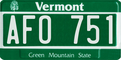 VT license plate AFO751