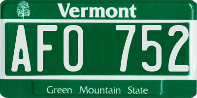 VT license plate AFO752