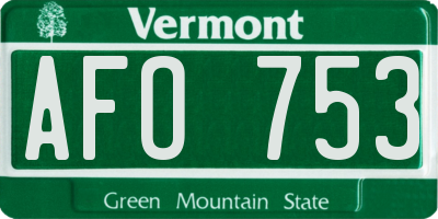 VT license plate AFO753