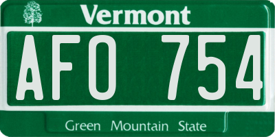 VT license plate AFO754