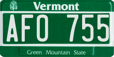 VT license plate AFO755