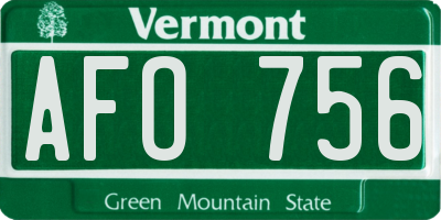 VT license plate AFO756